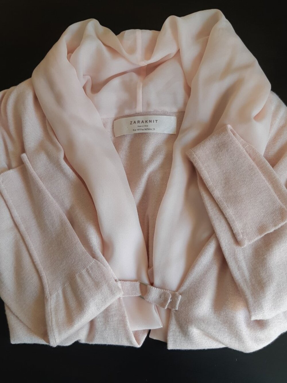 *NWOT Zara Rayon Knit Chiffon Shawl Collar Cardigan Soft Ballet Pink Medium - Picture 11 of 11